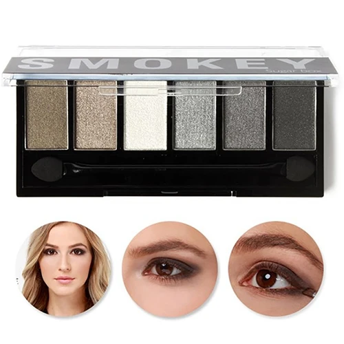 6 цветов Glamorous Smokey Eye блеск Тени для век Палитры Макияж косметический |