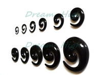 wholesale acrylic ear spiral expanders black ear tapers 100pcslot mixed sizes fashion body piercing jewelry free shipping