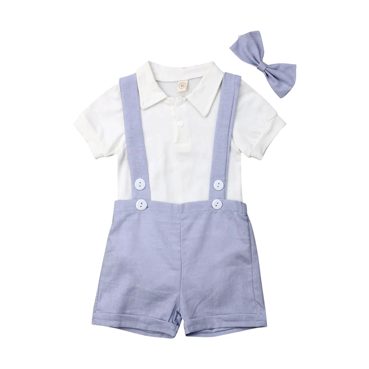 

Pudcoco Summer Infant Newborn Baby Boys Outfits Short Sleeve Bow Bodysuit+ Shorts Gentleman Clothes Set