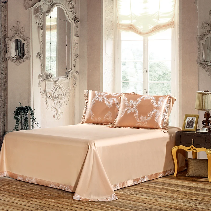 queen King size 4/6 шт. элитное постельное белье золото комплект постельного белья из шелк, сатин, Жаккард Пододеяльник, простыни постельное покрывало