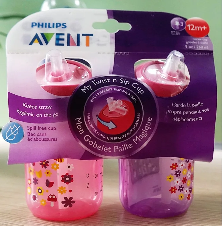 AVENT соломенная чашка Питьевая чашка 9-12 oz/260 ml-340 ml 12m+/18 m - Цвет: 12m