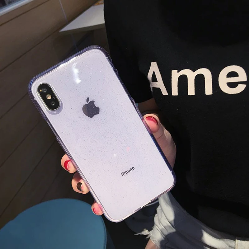 Модный Блестящий Прозрачный чехол из ТПУ для телефона iPhone X XS XR Max 6 6S Plus 7 8