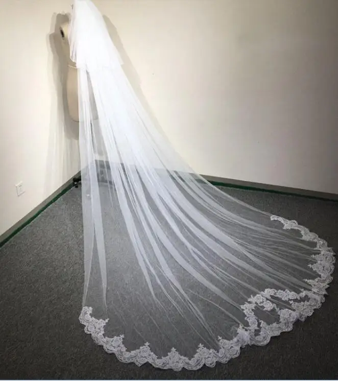 1-слойная кружевная Фата для невесты свадебная фата наклейка и расческа | Свадьбы