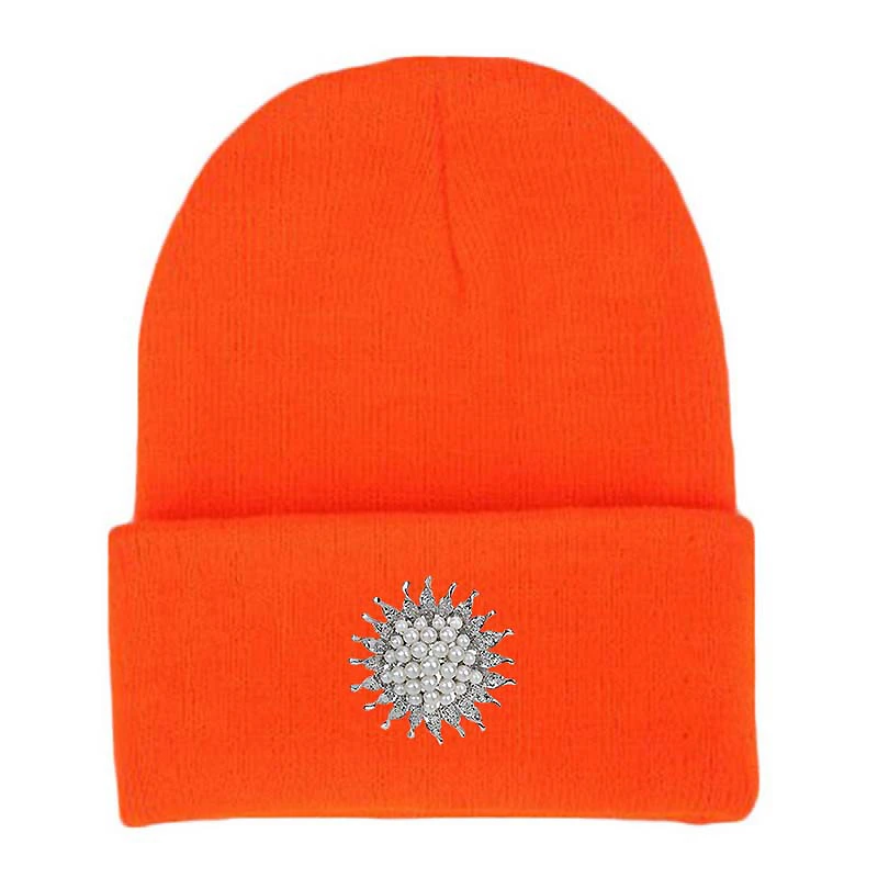 Модные Взрослые Skullies зимние вязаные шапки для женщин роскошный белый Сияющий