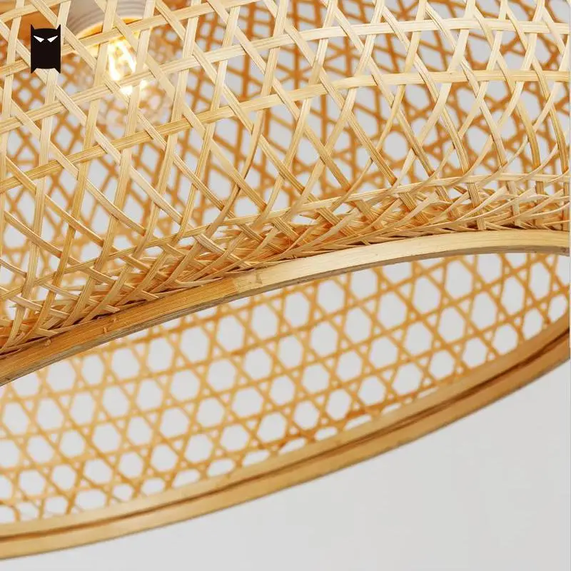 Круглый бамбуковый Плетеный подвесной светильник из ротанга скандинавский