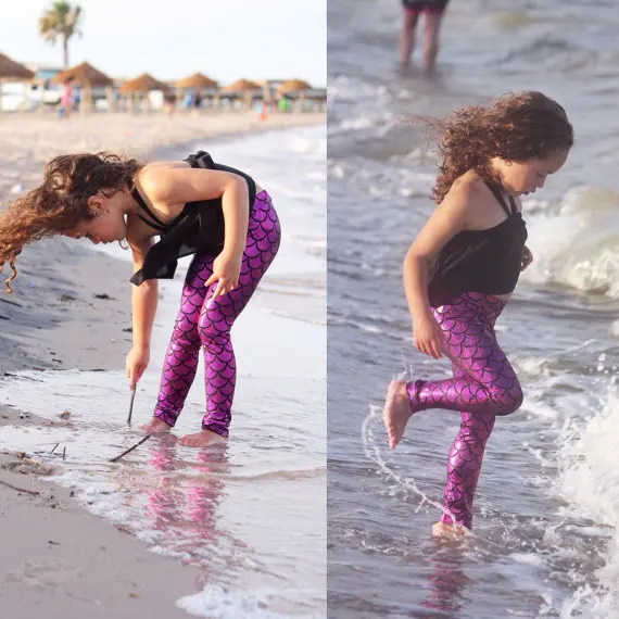 Блестящие леггинсы в виде рыбьей чешуи 20 шт./лот детские маленькие эластичные