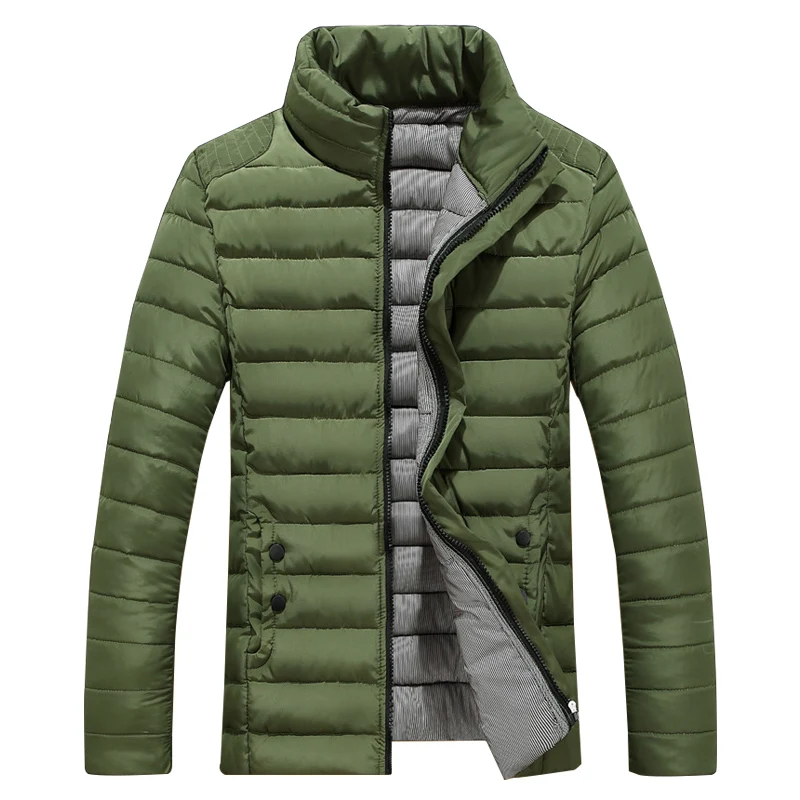 Мужская теплая хлопковая куртка парка черная Повседневная с воротником стойкой