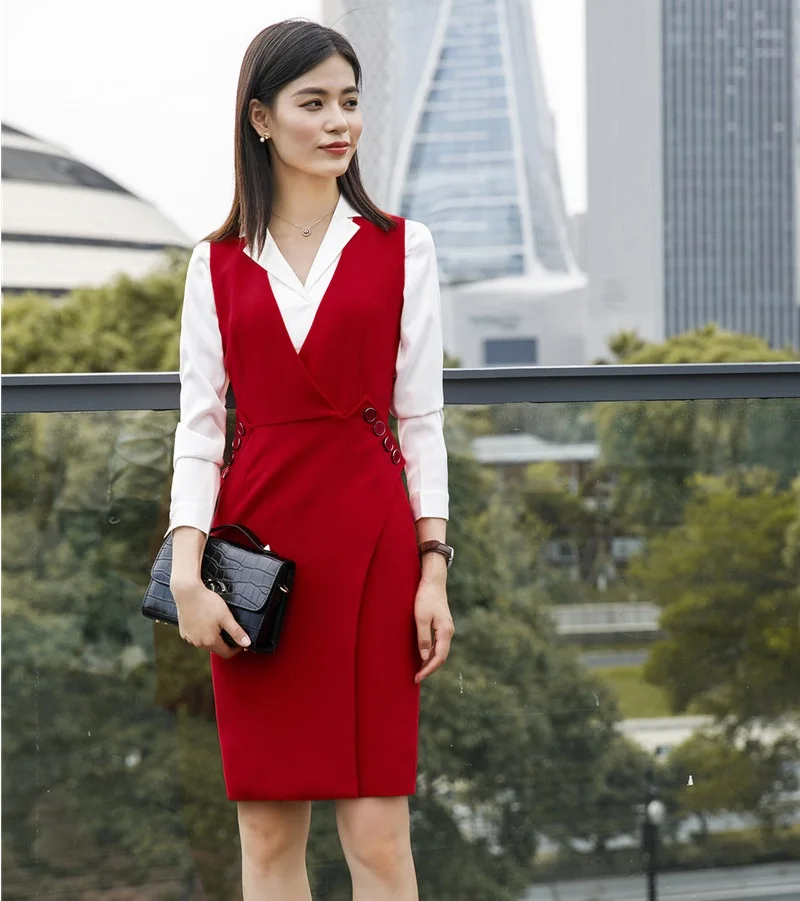 Костюм женский деловой из 2 предметов блузка и платье|Вечерние костюмы| |