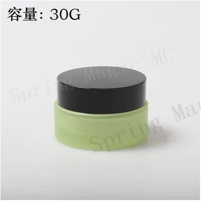 50 шт. 30 г Матовая/зеленая/синяя стеклянная баночка для крема с черной
