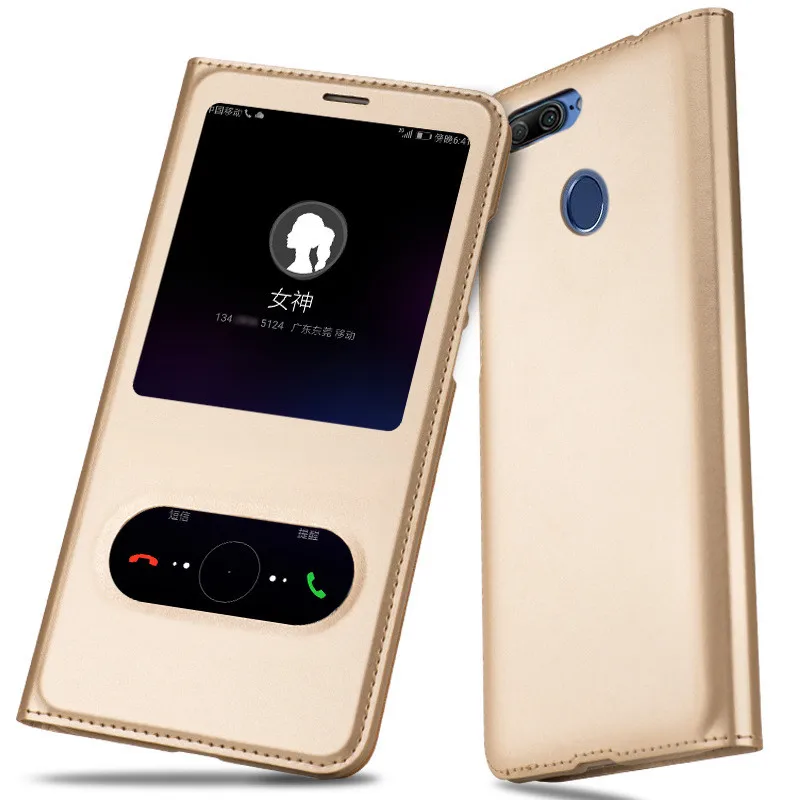 WeeYRN открытое окно PU кожаный флип чехлы чехол на телефон на Huawei Honor 9 lite(Хуавей Хонор 9 Лайт) корпус роскошный вид быстрый ответ крышка на для Huawei honor 9 lite чехол книжка