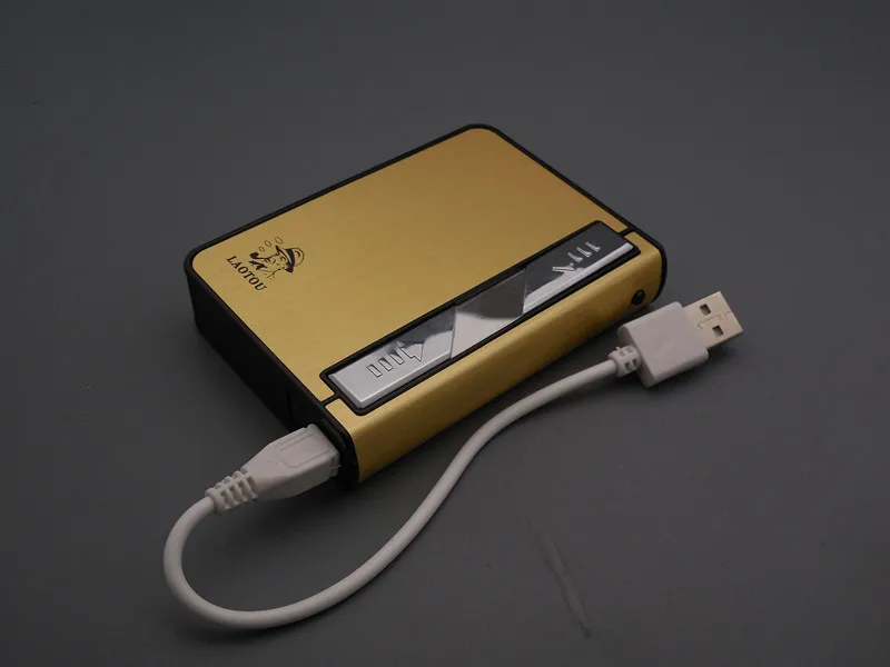 USB Перезаряжаемые портсигар 10 упак. Алюминий сплава ультра-тонкий ветрозащитный