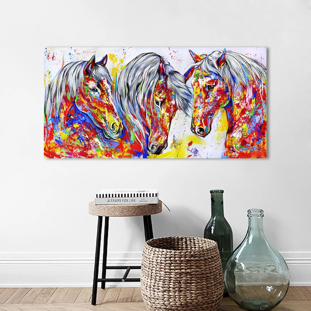 HDARTISAN настенная Картина на холсте с изображением животных три плакаты лошадьми