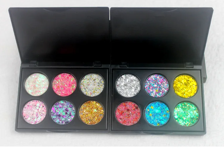 

Diamond Shine Glitter Eyeshadows 6 colors Makeup Eyeshadow Eye Shadow Pressed Glitter palette High pigmented Eyeshadow 12pcs