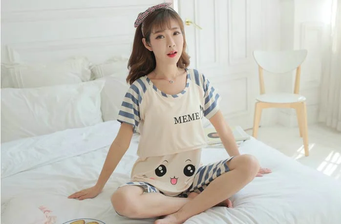Pregnancy Sleepwear Maternity Clothes Women Nightgown Mother Breastfeeding Short Pyjamas Mommy Summer Cartoon Nightwear | Мать и ребенок
