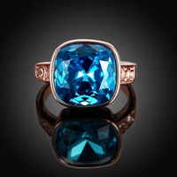 garilina new statement jewelry trinket rose gold blue cubic zirconia party gift ring for women ar2205