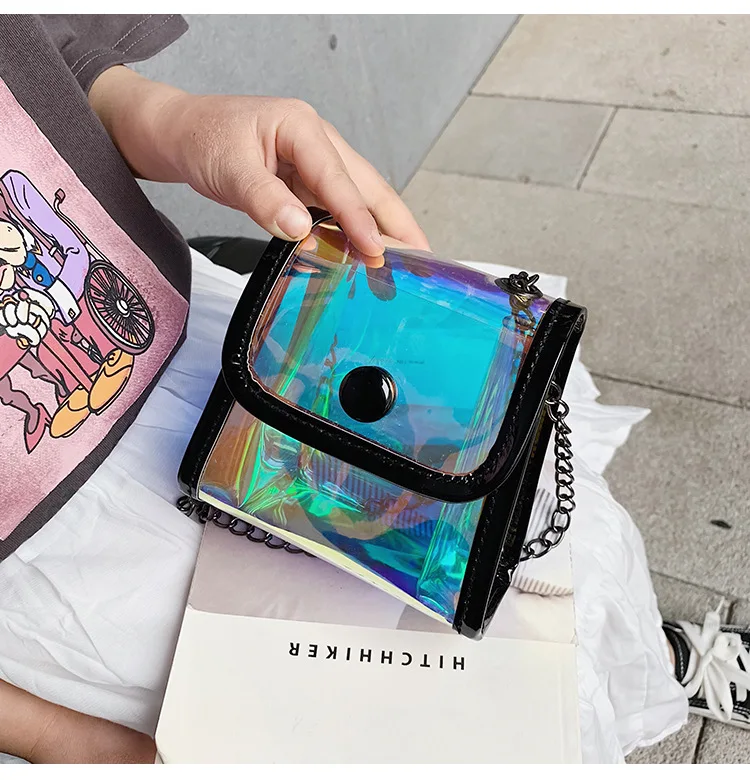 Сумка на плечо для девочек прозрачная мини сумка мессенджер из ПВХ с цепочкой