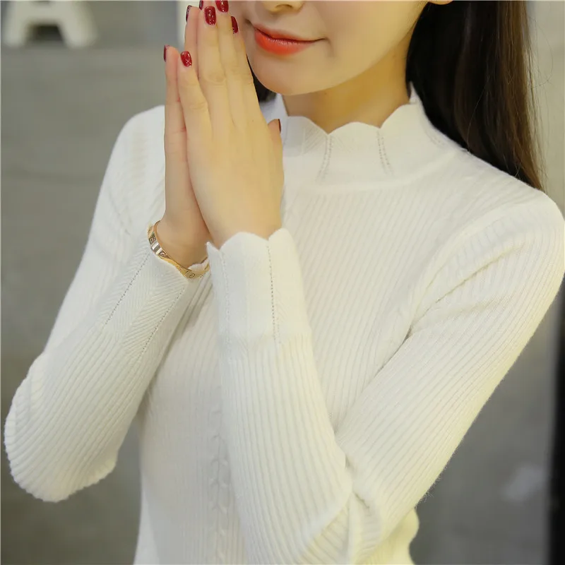 OHCLOTHING, новинка, Модный женский весенне-осенний пуловер, свитер, женский свитер с длинным рукавом, водолазка, тонкая Базовая рубашка Топ