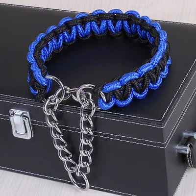 blue black Высококачественный усовершенствованный цветной ошейник, поводок для больших собак, поводок для прогулок, поводок для собак P, для средних и больших собак - Цвет: blue black