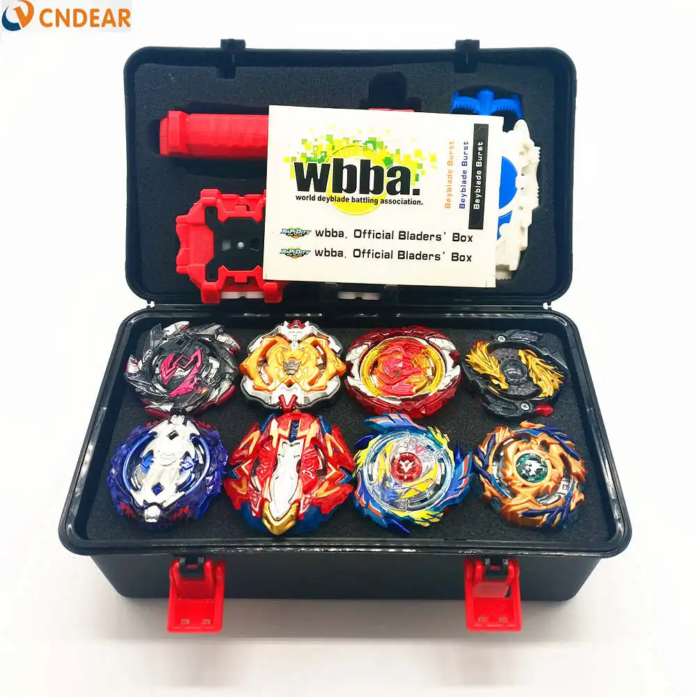 8pcs BOX 004 Beyblade burst тупи Металл Fusion черный набор коробка игрушка лезвие пусковое устройство волчок игрушки для Childn - Цвет: 8pcs BOX 004
