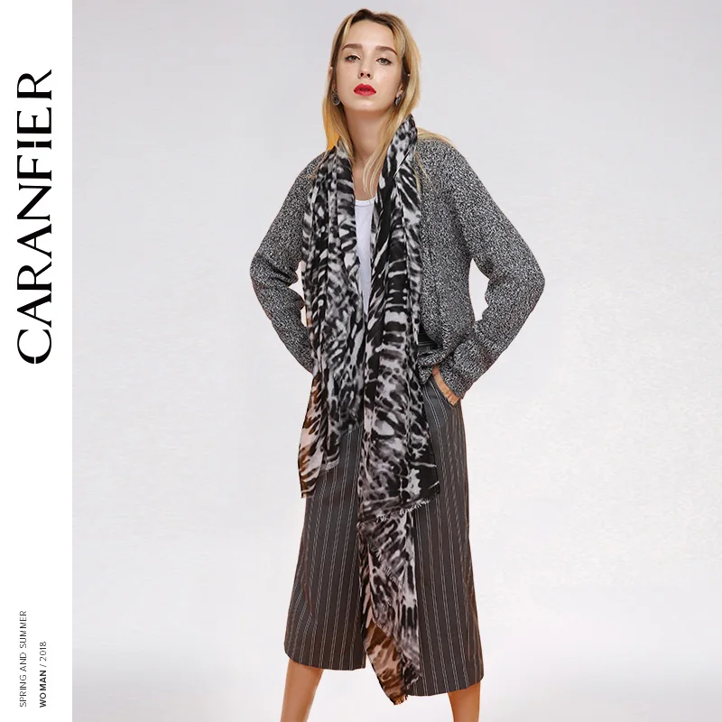CARANFIER шарф женский винтажный элегантный длинный из хлопка и полиэстера Шаль