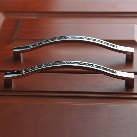 Ручки для выдвижных ящиков из блестящего стекла 3 75 дюйма 5 дюймов 6 серебряные