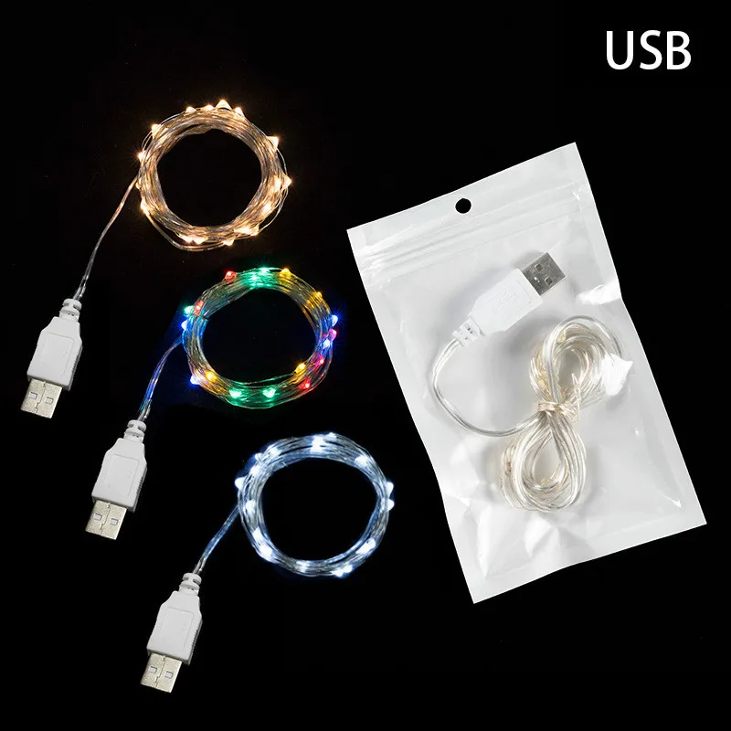 Usb led медная проволочная струна 2m20 лампа для спальни чистая красная красочная