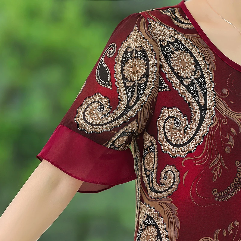 2021 Summer Mother Clothes Plus Size O-Neck Short Sleeve Printed T-Shirt Middle Age Women Tops Camiseta Bottoming Shirt | Женская одежда