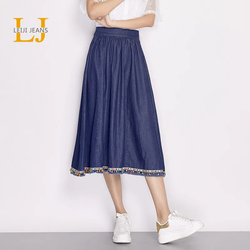 LEIJIJEANS Новое поступление Лето размера плюс низ вышивка бисером Средняя Талия