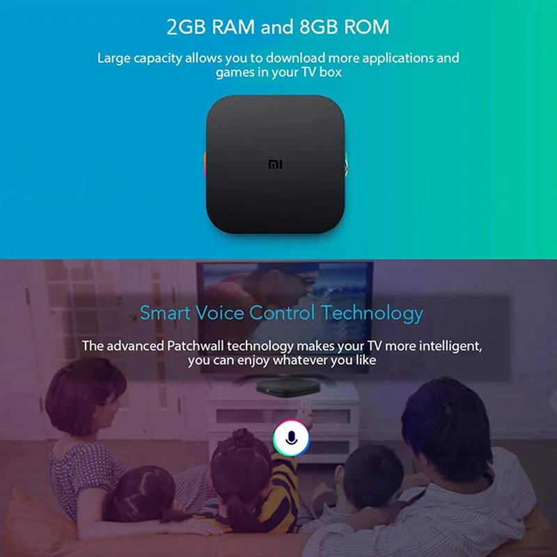 ТВ-приставка Xiaomi Mi Box S глобальная 4K четырехъядерный процессор 64 бит Mali-450 1000 Мбит/с