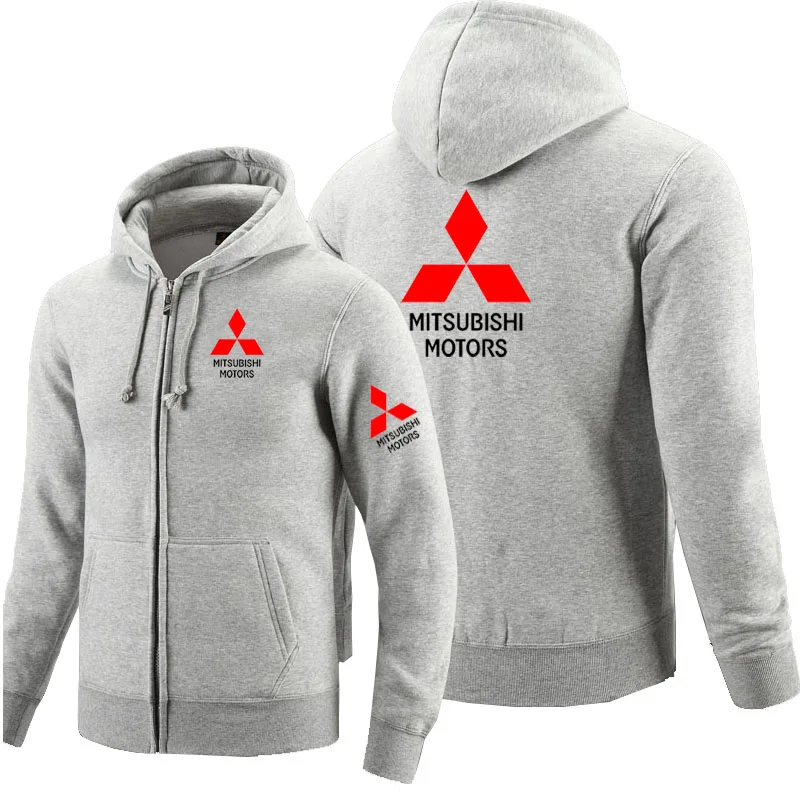 Серый Толстовки на молнии с логотипом Mitsubishi, флисовая толстовка с капюшоном и длинным рукавом, мужская куртка на молнии, толстовка - Цвет: Серый