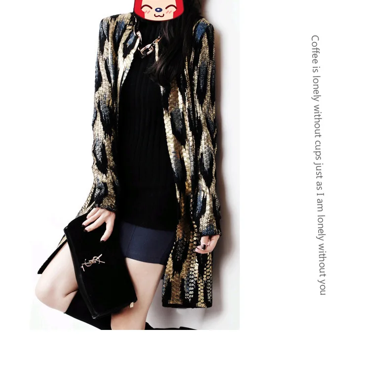 Новинка 2019 вязаный свитер для женщин кардиганы свободный леопардовая Золотая