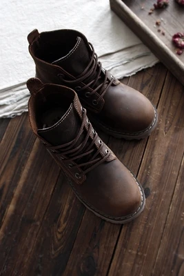 Dark brown Careaymade/Новинка г. Обувь из натуральной кожи ботильоны ручной работы художественная обувь в стиле ретро mori girl модные ботинки в стиле ретро 5 цветов - Цвет: Dark brown