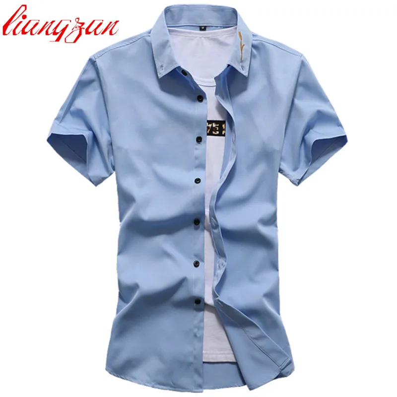 Мужские модельные рубашки новинка 2017 приталенные Летние повседневные брендовые