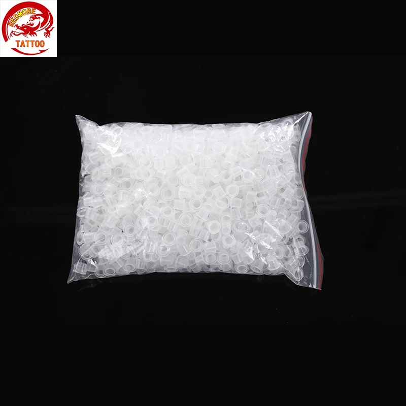 1000 шт белые устойчивые чашки чернил татуировки маленького размера прозрачные