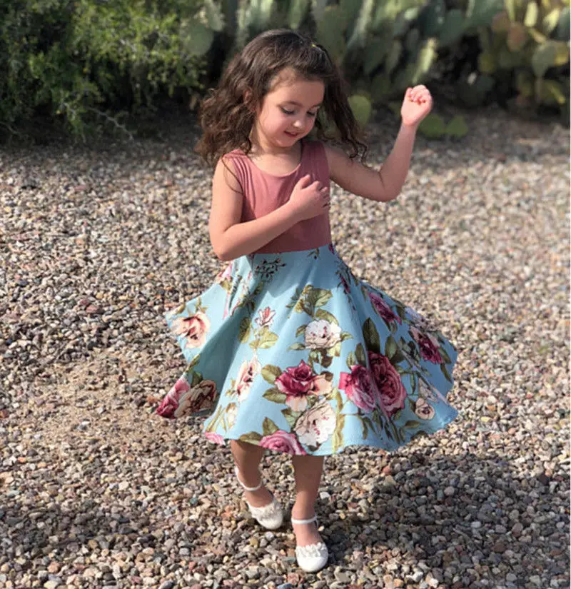 Комплекты для всей семьи летнее милое платье без рукавов мамы и дочки лоскутное