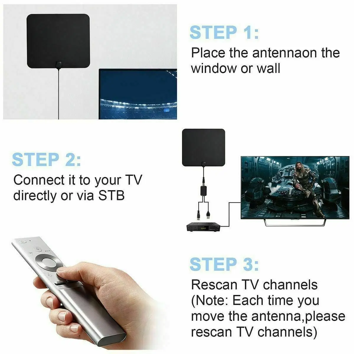 Антенна ТВ цифровая HD Skywire 4K 80 Mile диапазонная антенна цифровая комнатная HD 1080P
