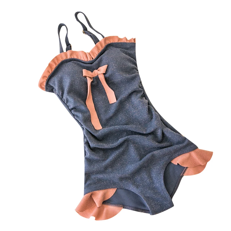 Купальник женский синий оранжевый монокини бандажный с подкладкой | Спорт и