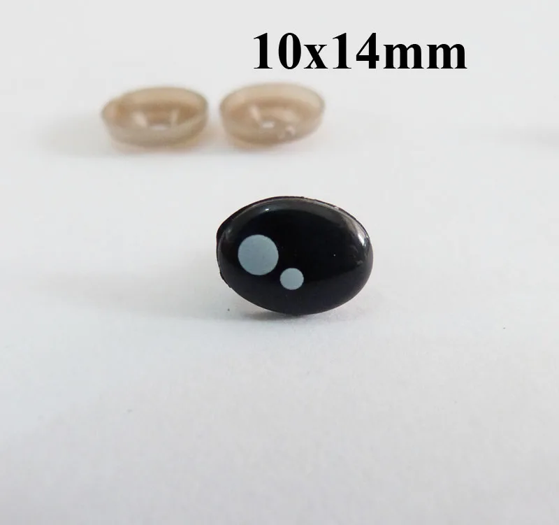 10x14mm 50 шт./лот 9x7 мм/8x11 мм/9x12 мм/10x14 мм/12x16 мм овальные глаза игрушки животных пластиковые защитные глаза+ мягкая шайба для кукол аксессуары - Цвет: 10x14mm