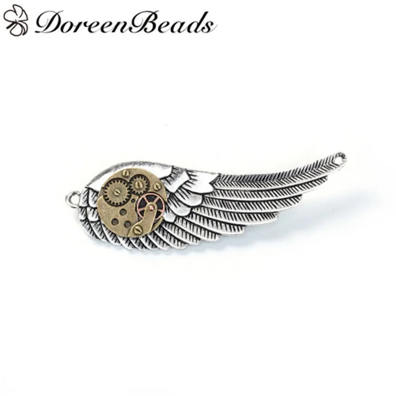 DoreenBeads стимпанк броши на булавке крыло шестерни античное серебро античная бронза Значки для детей ткань женский свитер, сумки 1 шт