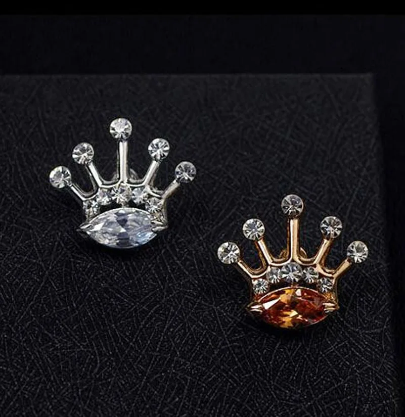 Модная креативная Брошь унисекс с короной со стразами рубашка воротником и