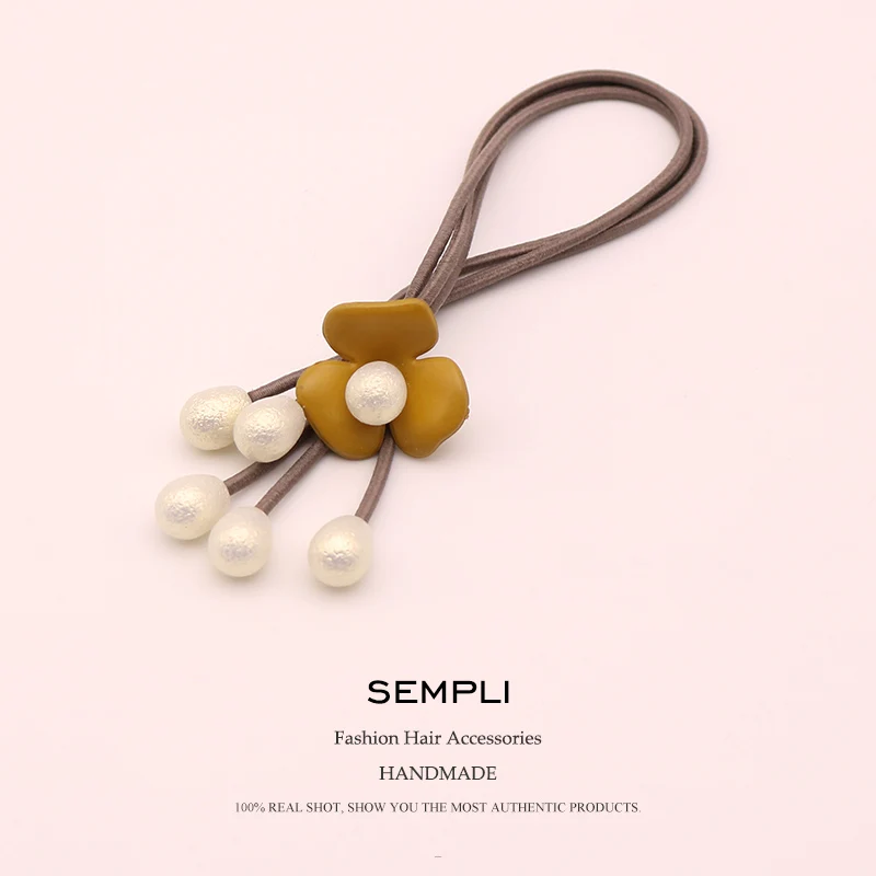 Резинки для волос Sempli женские нейлоновые эластичные резинки с цветами жемчугом
