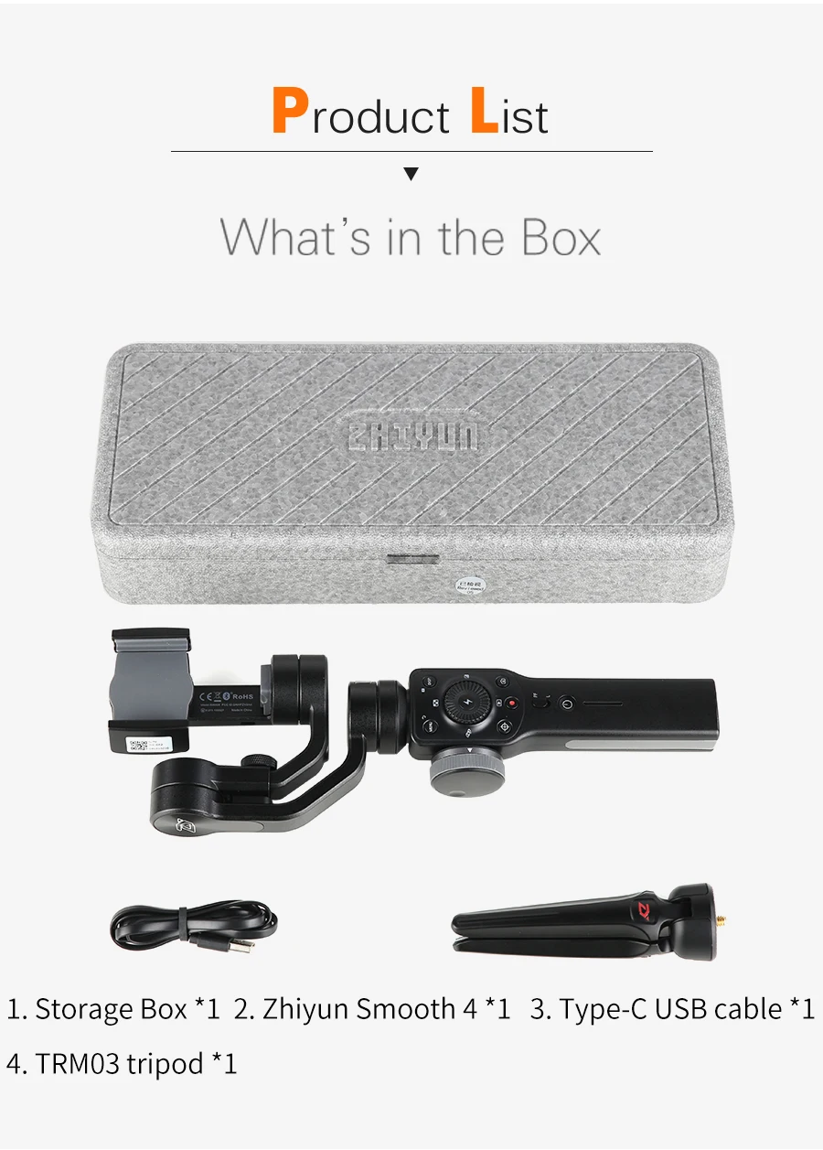 Zhiyun Smooth 4 3-осевой портативный смартфон сотовый телефон видеокамеры Стабилизатор для iPhone X 8 7P samsung S9 S9+ S8 PK гладкая Q DJI Osmo 2