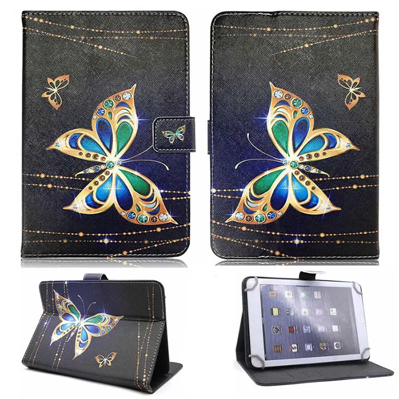 butterfly A Универсальный бампер для планшета 9,7 10 10,1 дюймов для iPad samsung lenovo ASUS Cube Alcatel с мультяшным принтом кожаный чехол-подставка - Цвет: butterfly A