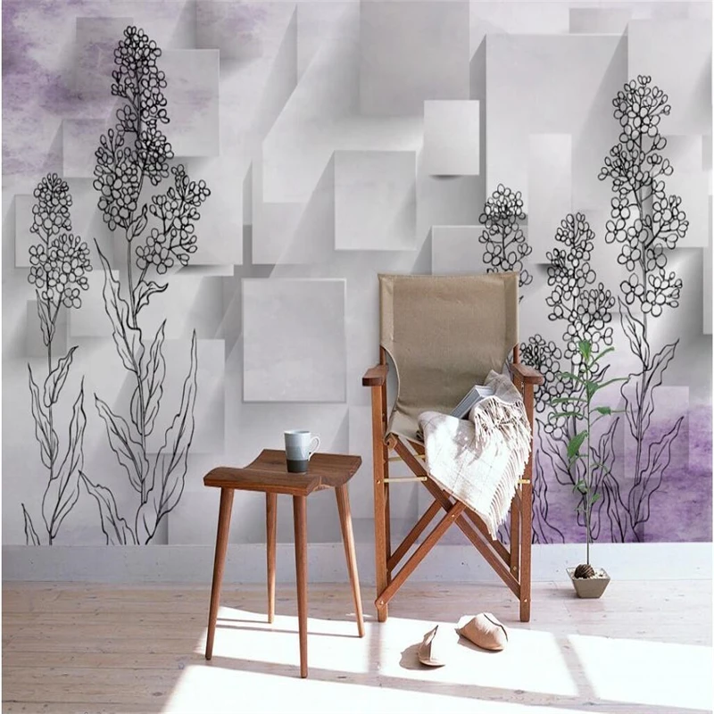 Настенные обои beibehang наклейки на стену лаванда фон 3d для зала стен 3 d |