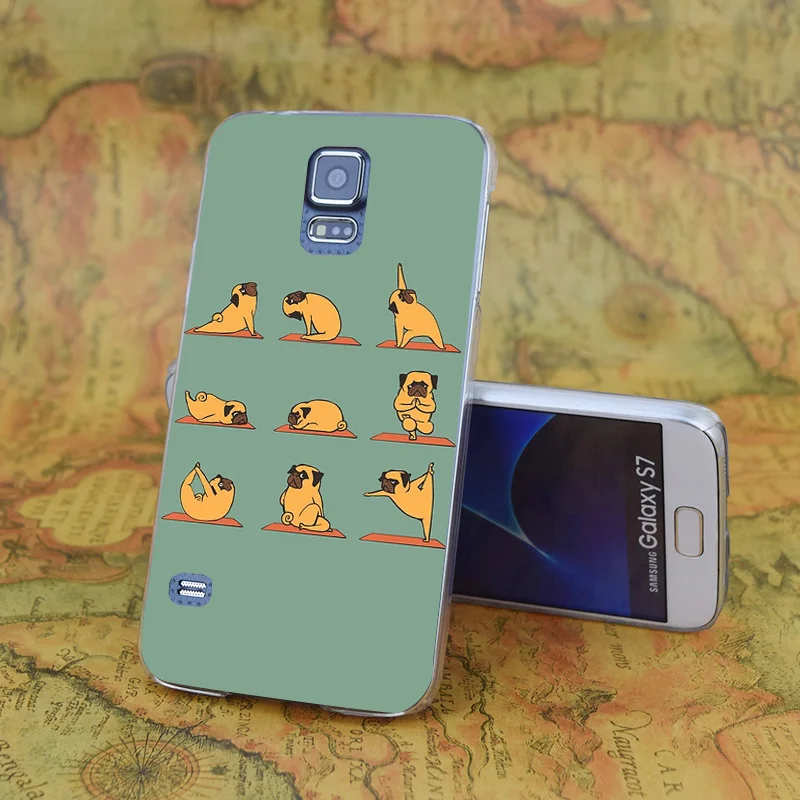 E0834 Pug Yoga Transparent Hard PC Case Cover For Samsung Galaxy Note S 3 4 5 6 7 8 9 Mini Edge Plus |