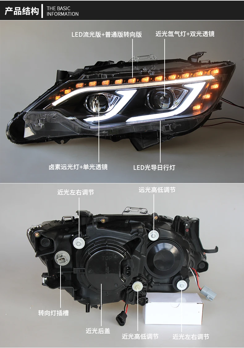 Автомобильный Стайлинг для Toyota Camry V55 светодиодный фар фары ближнего света drl Объектив Двойной Луч H7 HID ксеноновая лампа