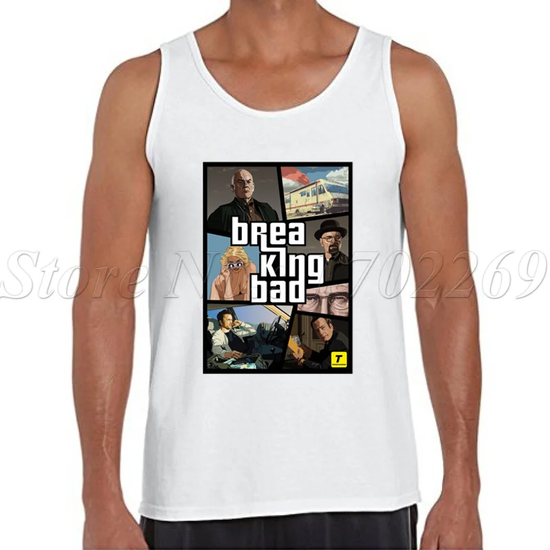 New Arrivals Breaking Bad Gta V Men tank tops fashion o-neck casual basic bodybuilding Vest hipster funny singlets | Мужская одежда