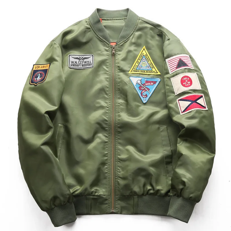 

MORUANCLE Mens Hi Street Bomber Jacket With Patches Fashion Streetwear Flight Pilot Jacket Outerwear For Man Plus Size M-6XL