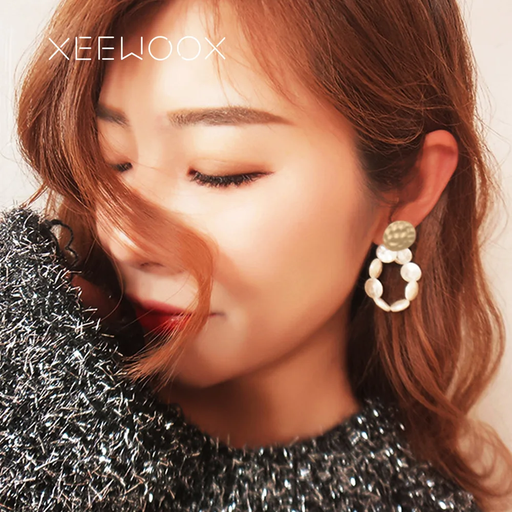 XEEWOOX 2019 Boho Retro circular Pearl Earrings Romantic Designer Gold Grace Creative Drop For Women Gift | Украшения и