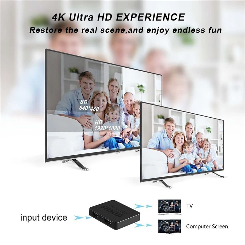 Full HD 4K HDMI сплиттер 1X2 2 порта ретранслятор усилитель концентратор 3D 1080p 1 в выход